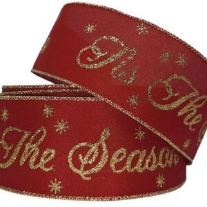Elegant Gold and Red Premium Holiday Decor Ribbon 2.5wx 50yards